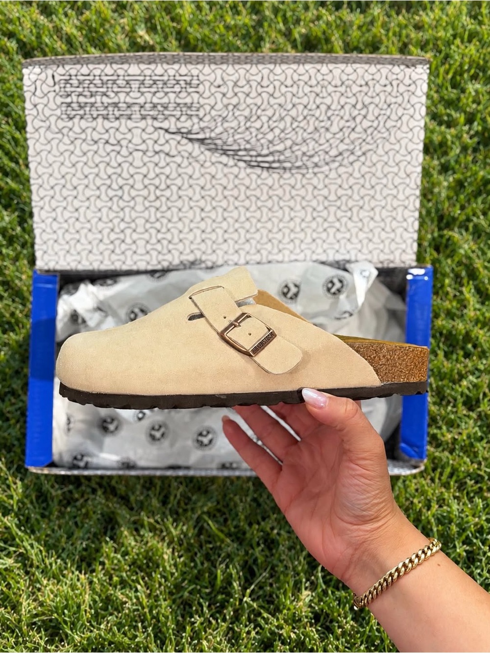 Birkenstock Boston Clog Sand Suede Beige Taupe Slip-On Mule